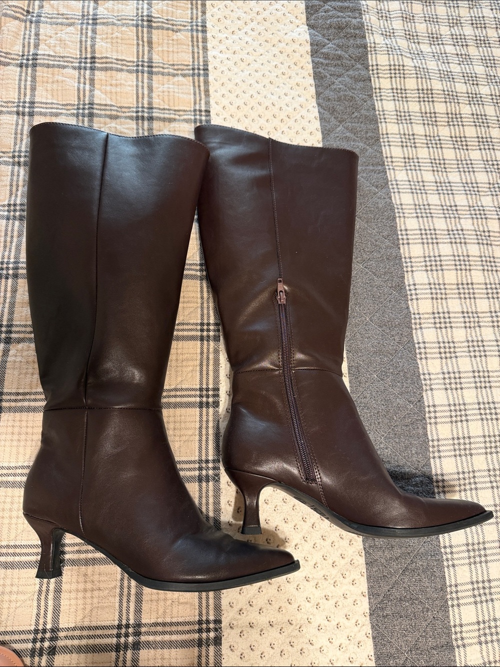 Madden NYC Wide Calf Chocolate Brown Knee High Boots w/Side Zip